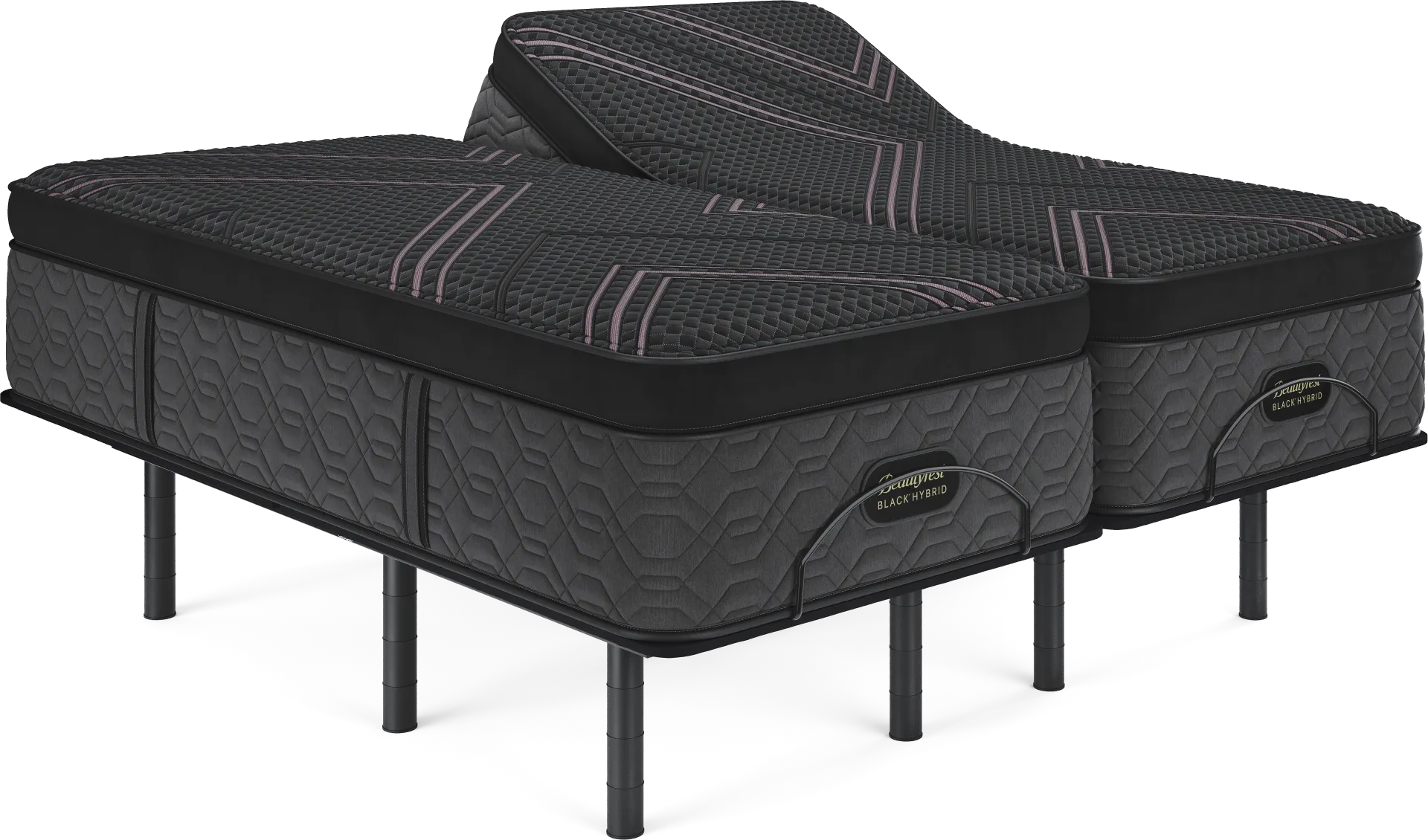 Beautyrest Black Hybrid Series Two Medium Apex Top Split King Mattress Set with Head Up Only Base - Image 1