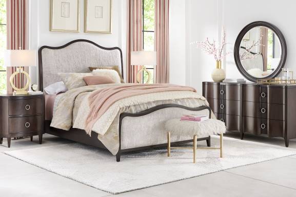 Bradbury Brown Cherry Finish 3 Pc King Upholstered Bed