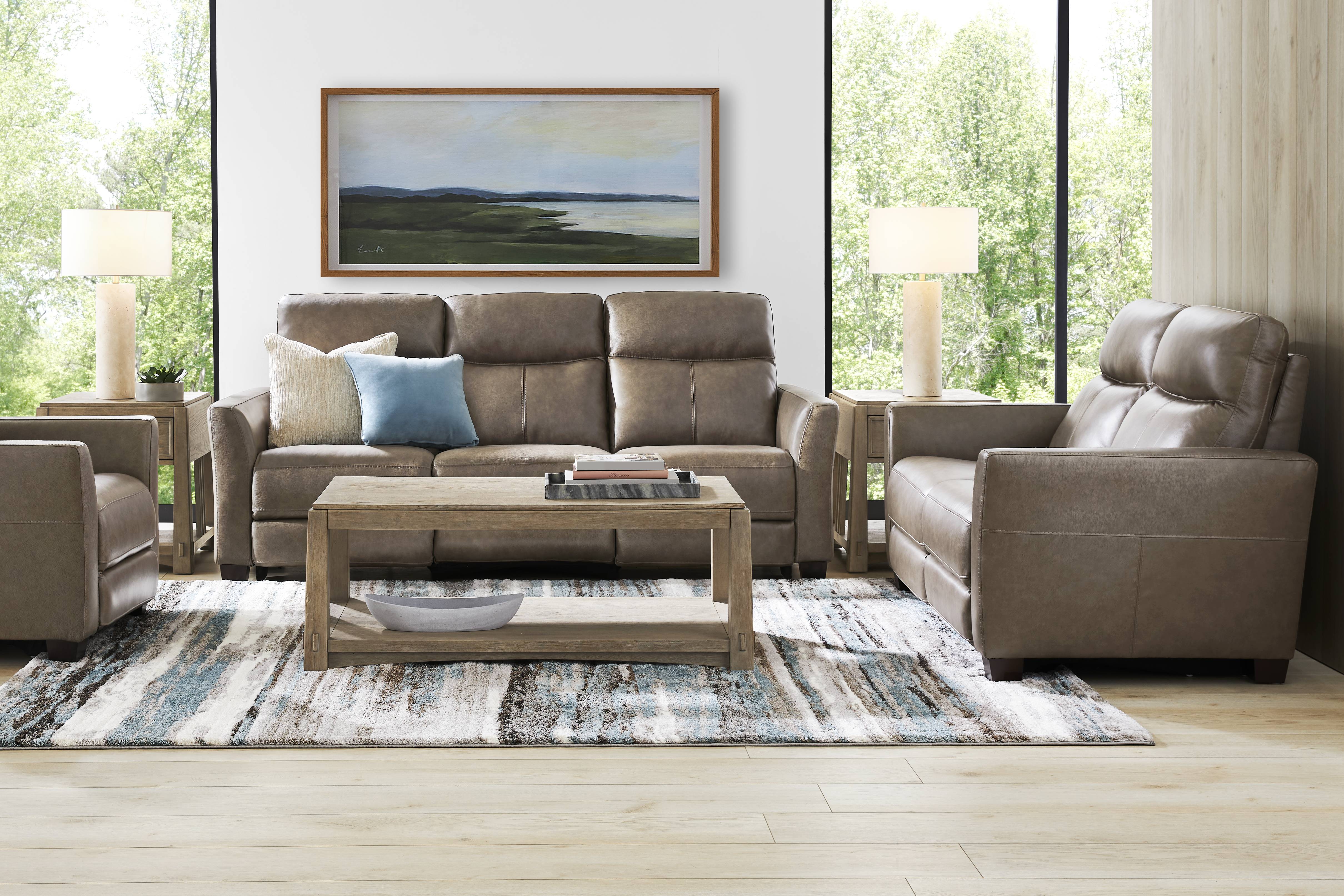 Maestro Mushroom Leather Dual Power Recliner