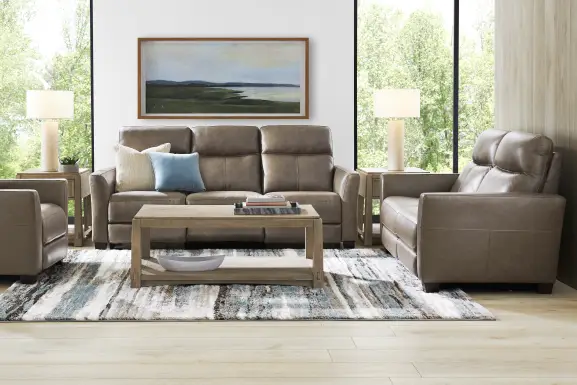 Maestro Mushroom Leather Dual Power Recliner