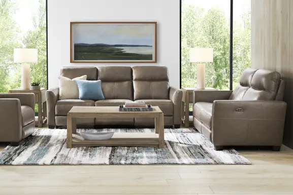 Maestro Mushroom Leather Dual Power Recliner