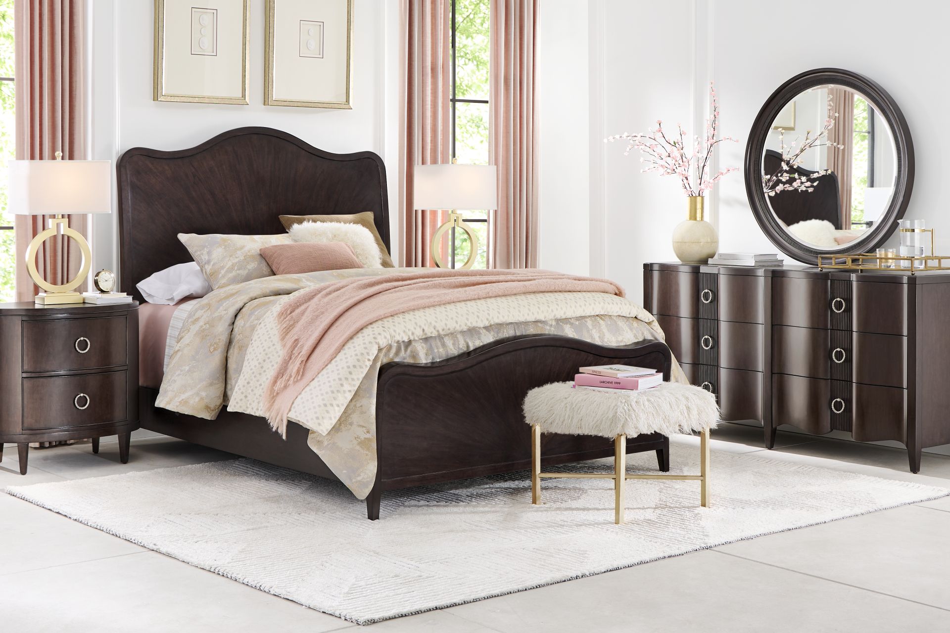 Bradbury Brown Cherry Finish 5 Pc King Panel Bedroom - Image 2