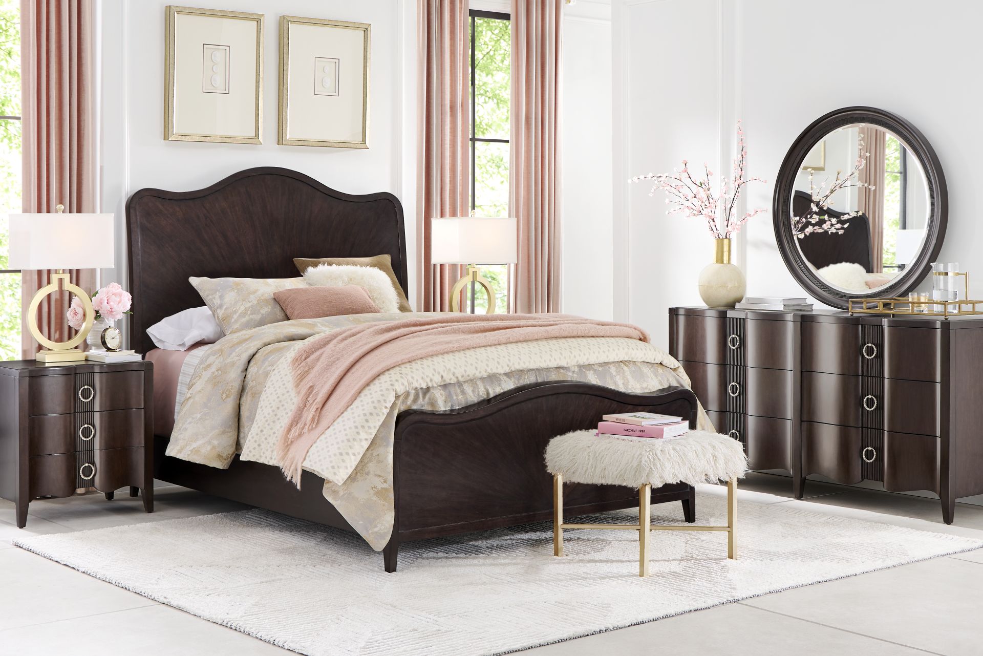 Bradbury Brown Cherry Finish 3 Pc Queen Panel Bed - Image 2