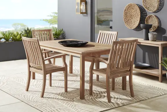 Pleasant Bay Teak 5 Pc Rectangle Outdoor Dining Set