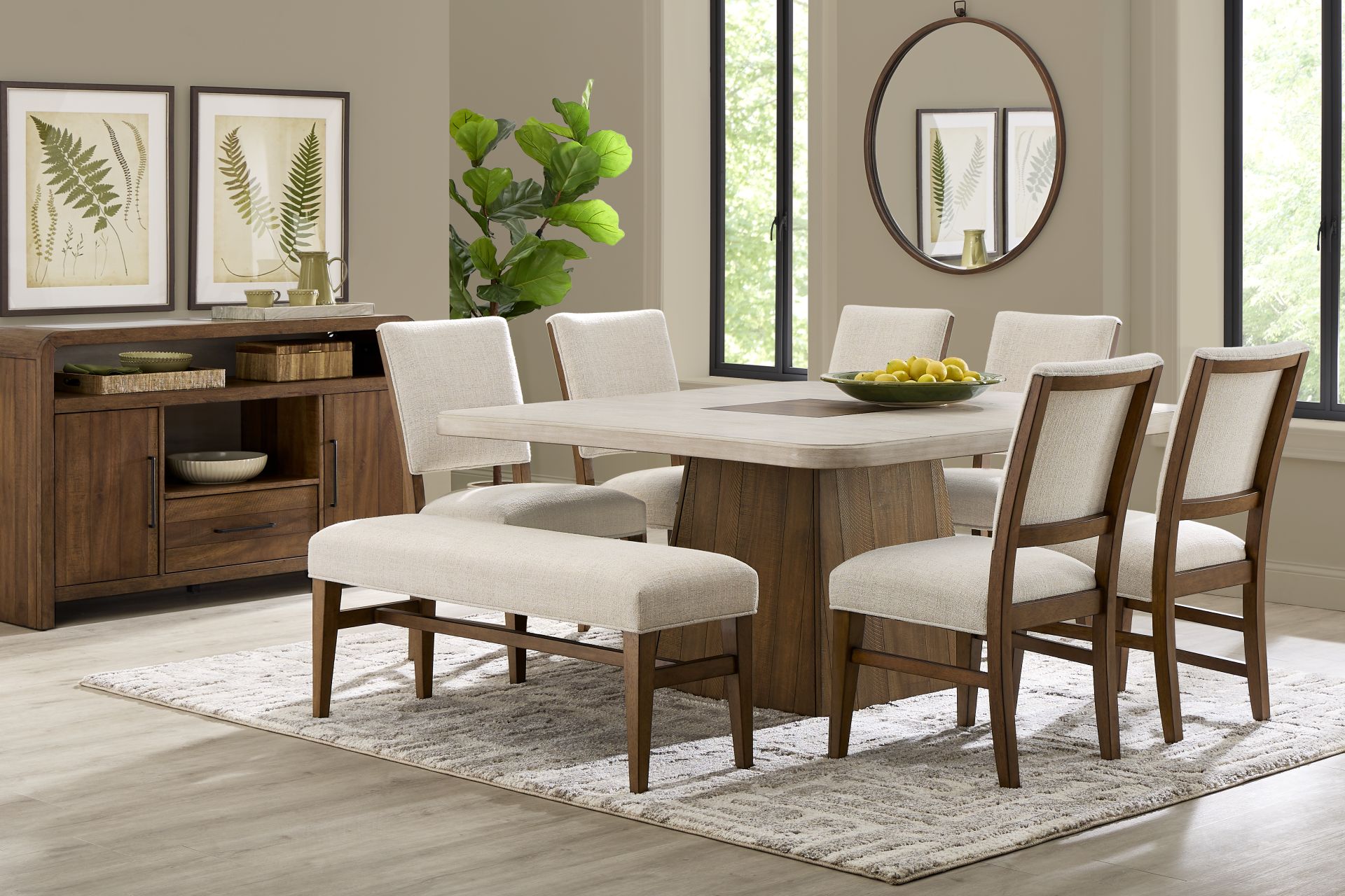 Westham Cream 6 Pc Dining Room with Upholstered Chairs - Image 1