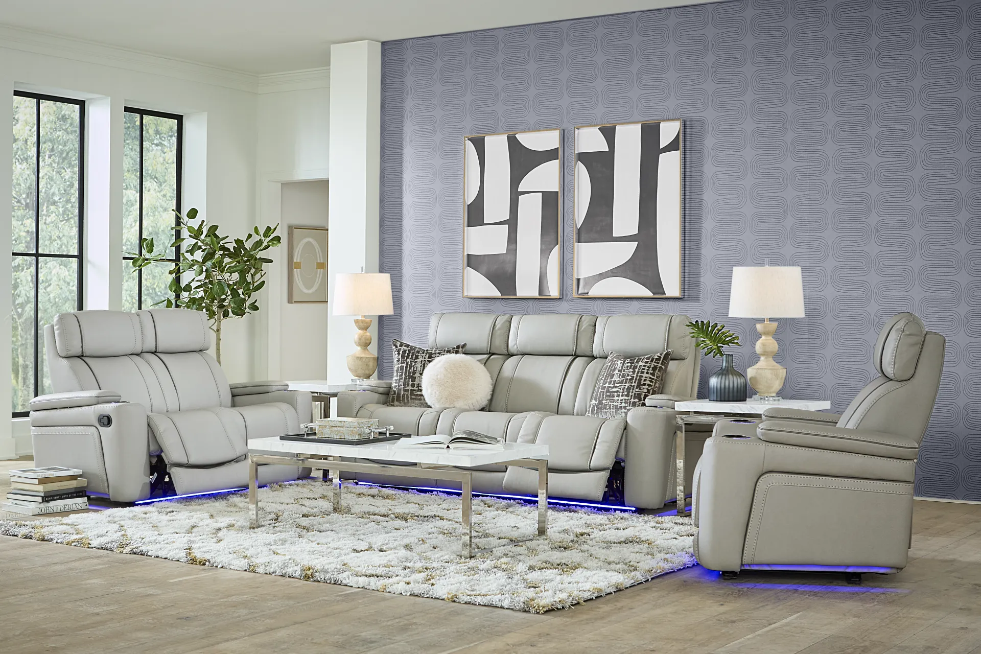 Haven Point Platinum Dual Power Reclining Sofa - Image 1