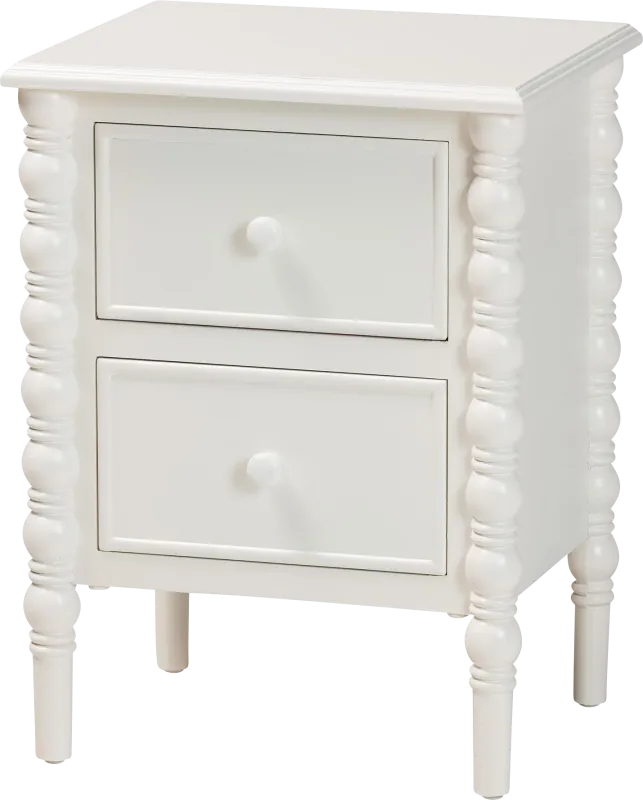 Aurich White 2-Drawer End Table