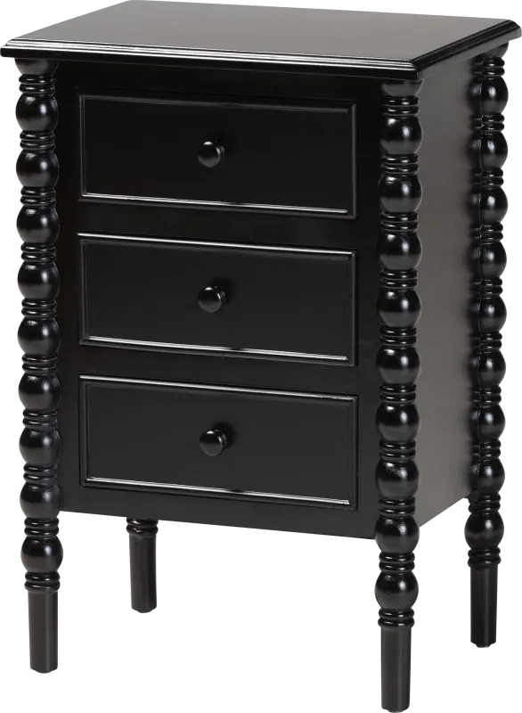 Aurich Black 3-Drawer End Table