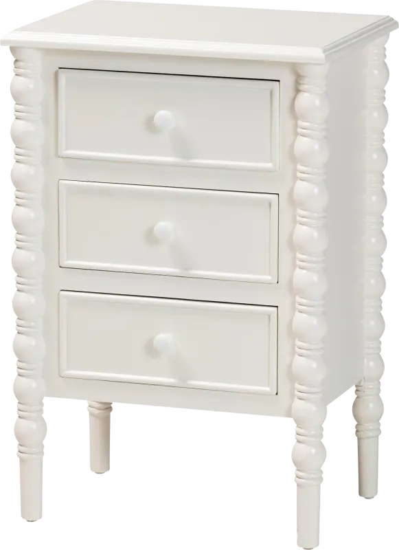 Aurich White 3-Drawer End Table