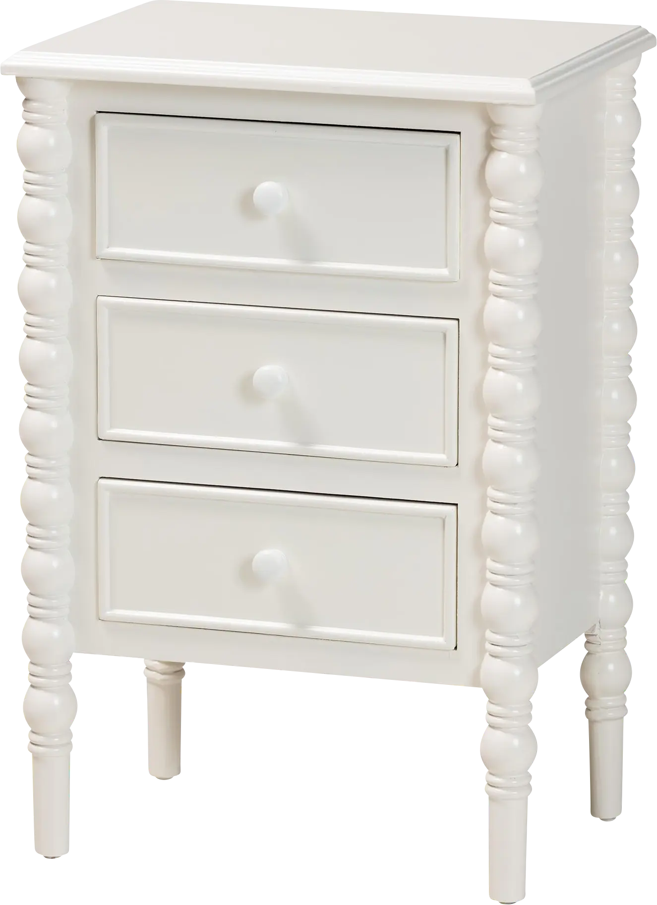 Aurich White 3-Drawer End Table