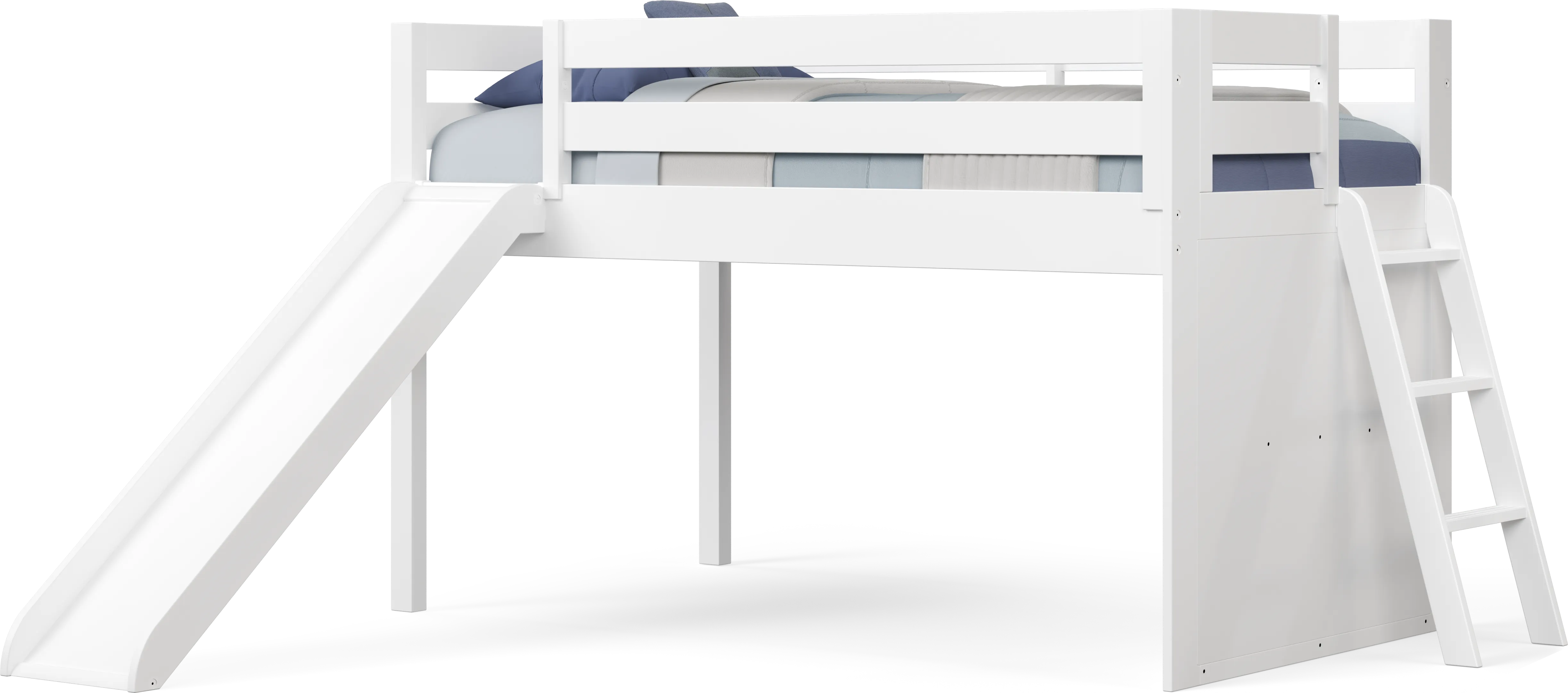 Kids Preston Place White Twin Loft Bedroom with Slide and Chest - Thumbnail - Image 2