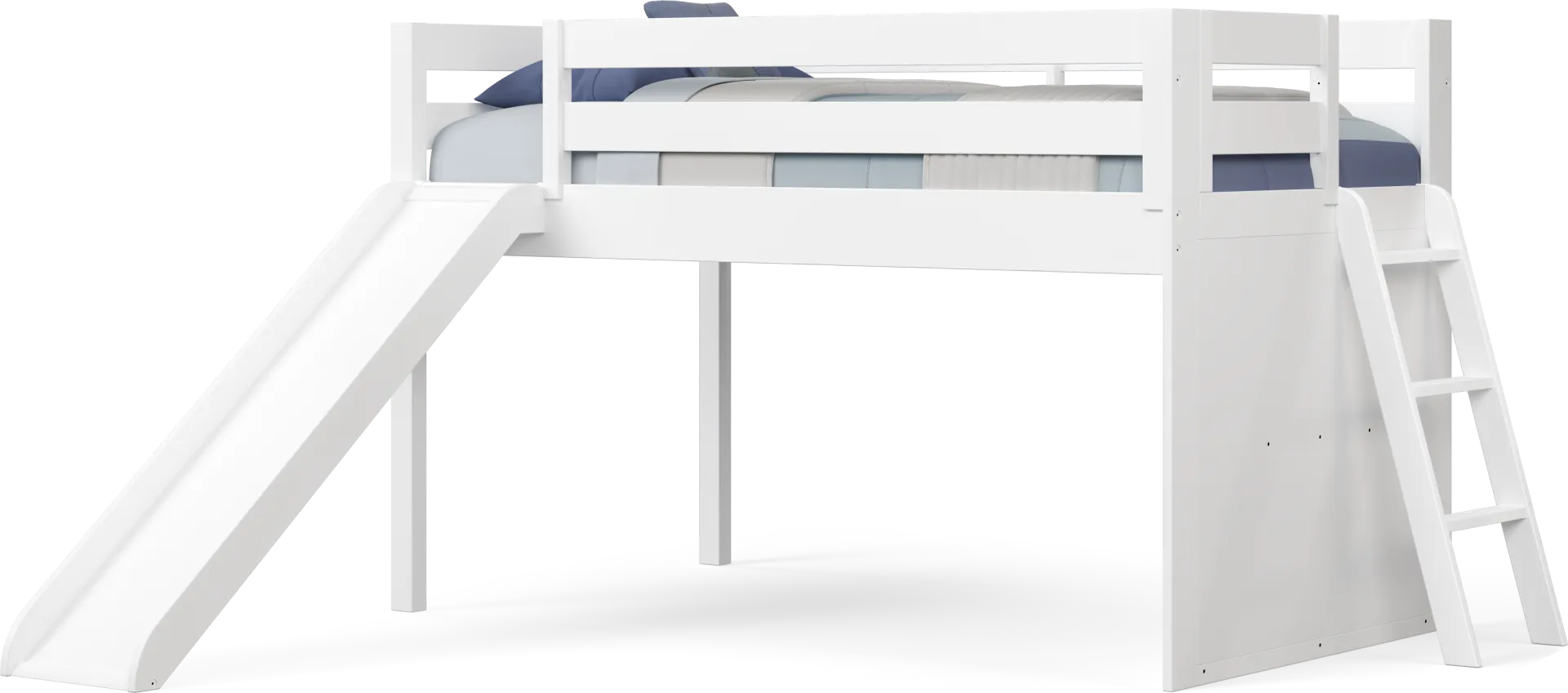 Kids Preston Place White Twin Loft Bedroom with Slide and Chest - Image 2
