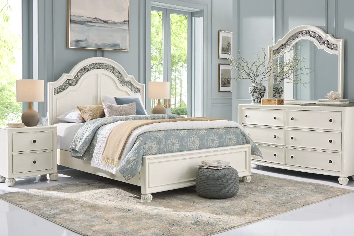 Augustine White 5 Pc Queen Arched Panel Bedroom