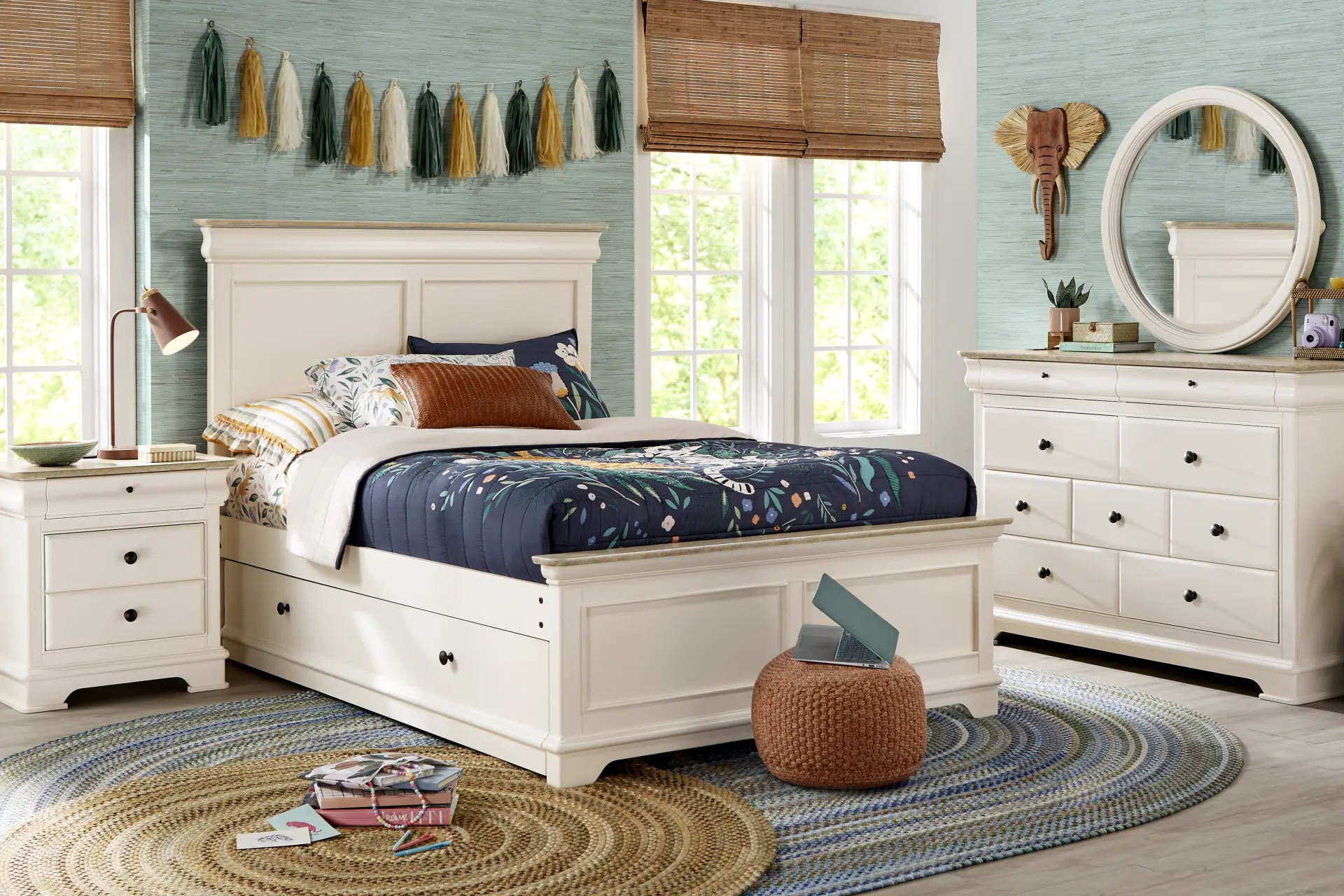 Kids Oberon Cream Full Panel Bedroom