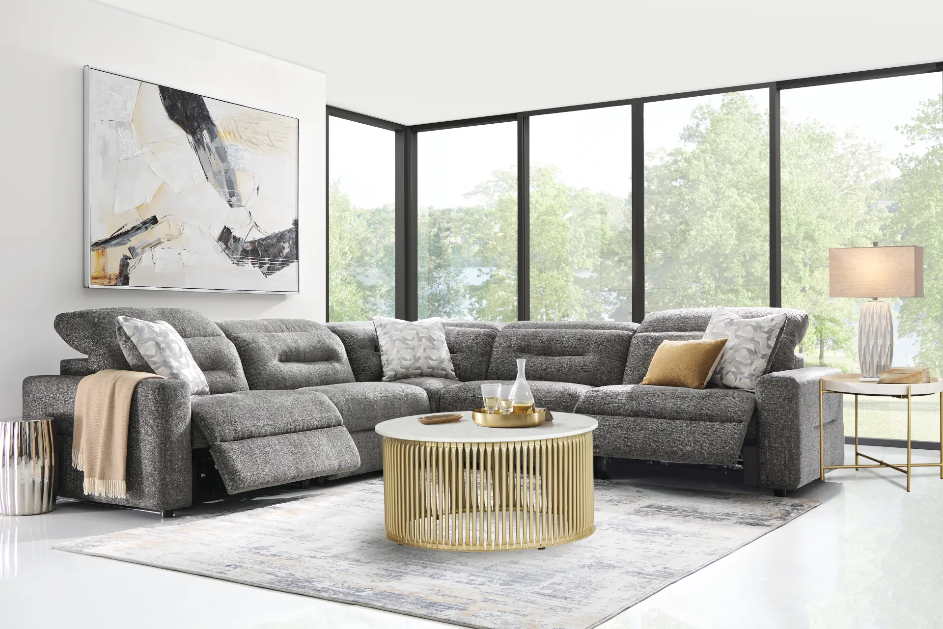 Belia Gray 5 Pc Dual Power Reclining Sectional - Image 1