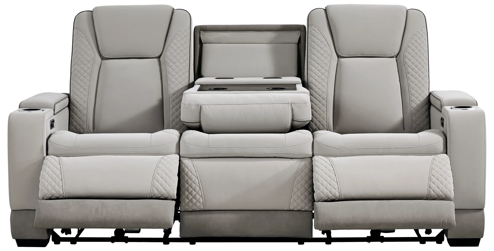 gray dual power reclining sofa