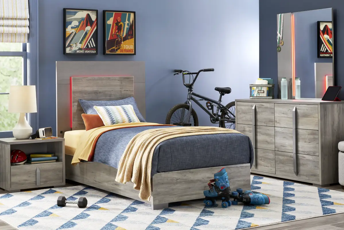 Kids Park Peak Gray Twin Panel Bedroom