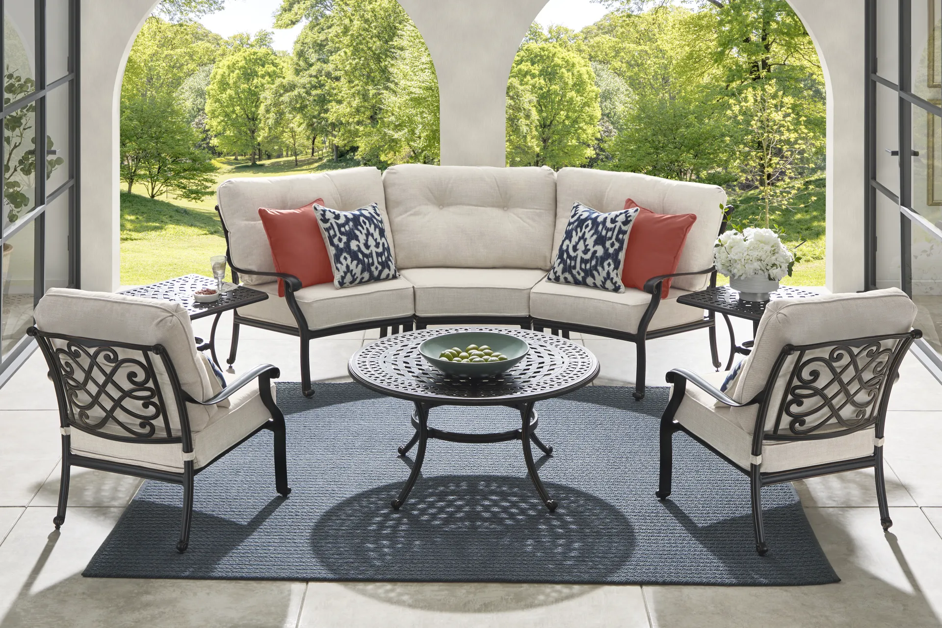 Carina Bronze 3 Pc Outdoor Sectional with Desert Cushions - Image 1