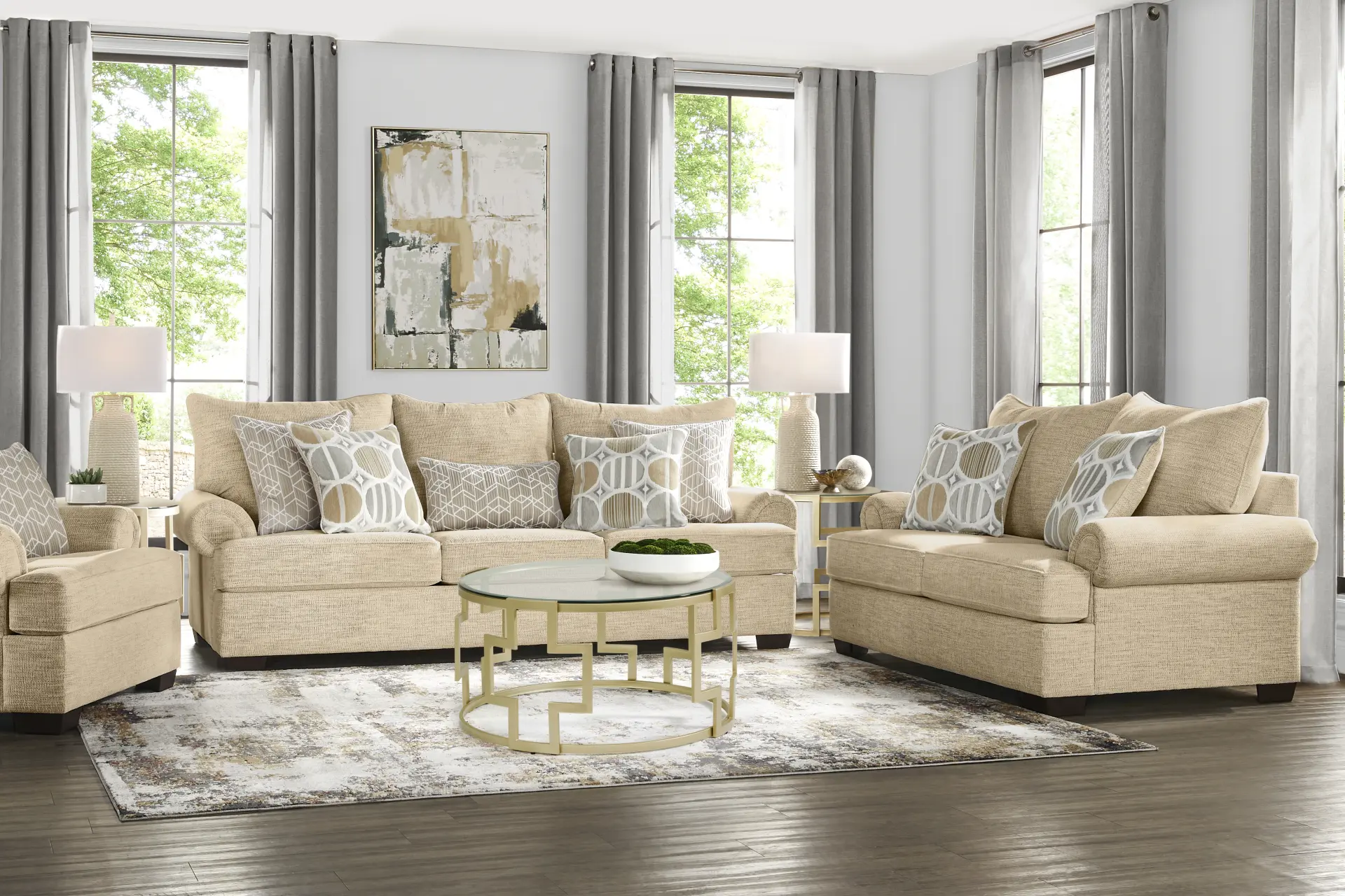 Reyna Point Tan 7 Pc Living Room with Gel Foam Sleeper Sofa