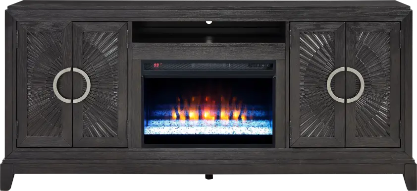 Sunside Way Black 82 in. Console with Electric Fireplace