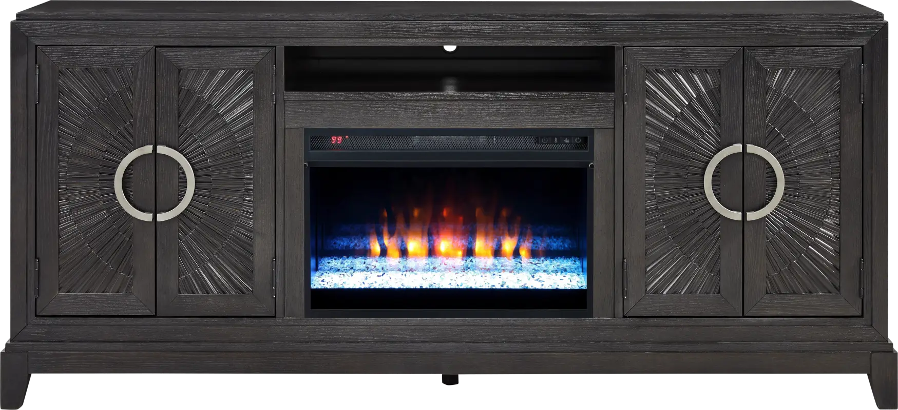 Sunside Way Black 82 in. Console with Electric Fireplace