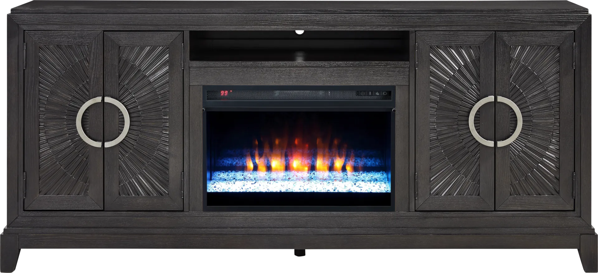 Sunside Way Black 82 in. Console with Electric Fireplace - Image 1