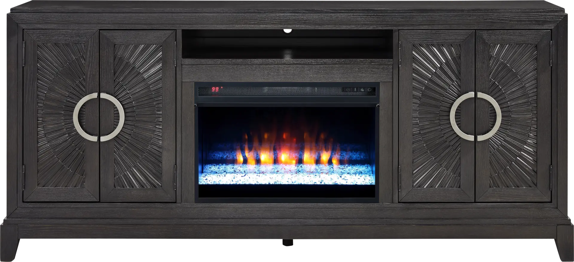 Sunside Way Black 82 in. Console with Electric Fireplace