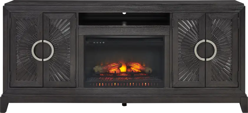 Sunside Way Black 82 in. Console with Electric Log Fireplace