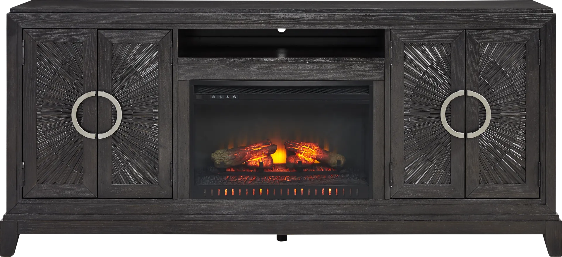 Sunside Way Black 82 in. Console with Electric Log Fireplace - Image 1