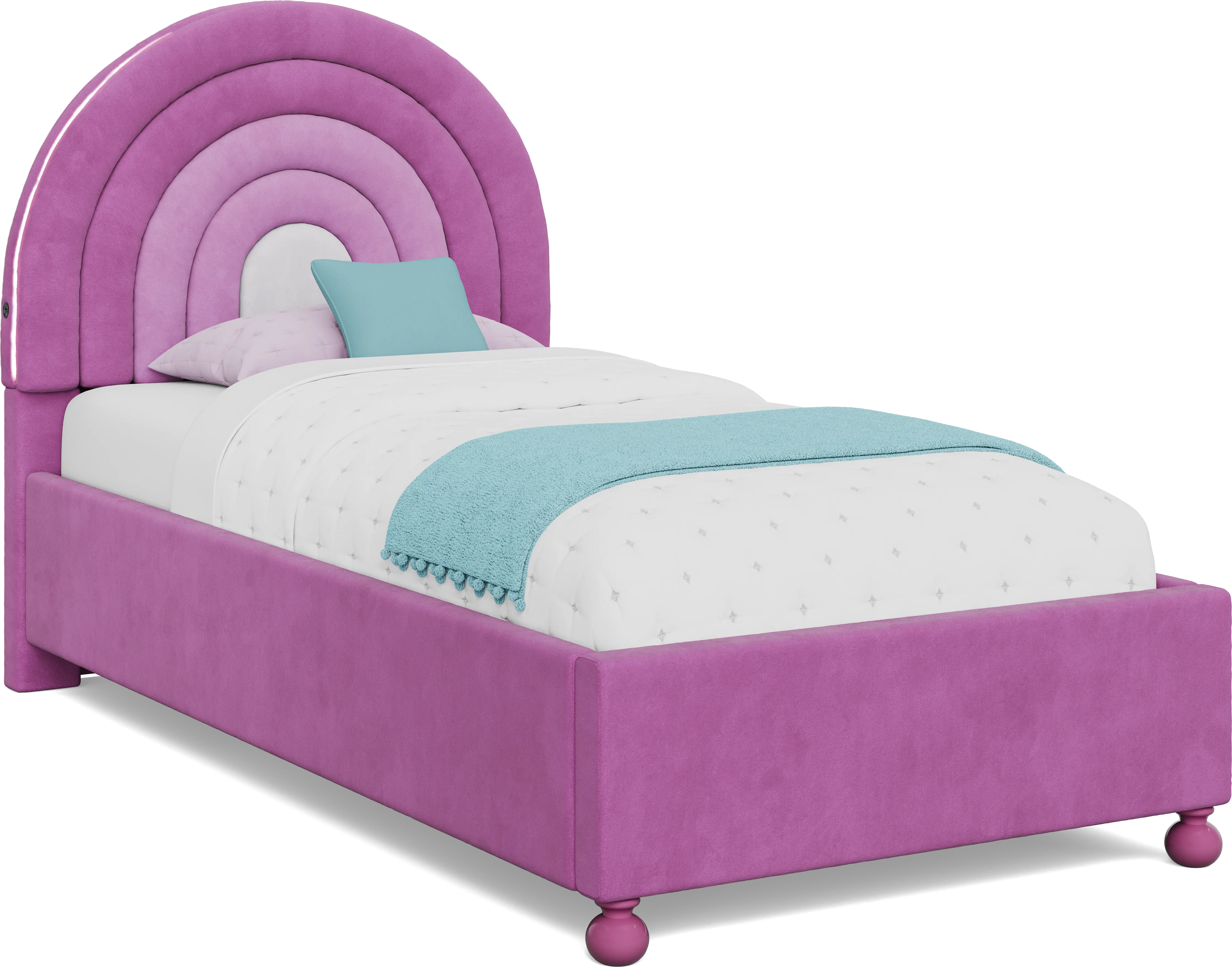 Kids Rainbow Joy Pink Twin Upholstered Bed - Thumbnail - Image 1