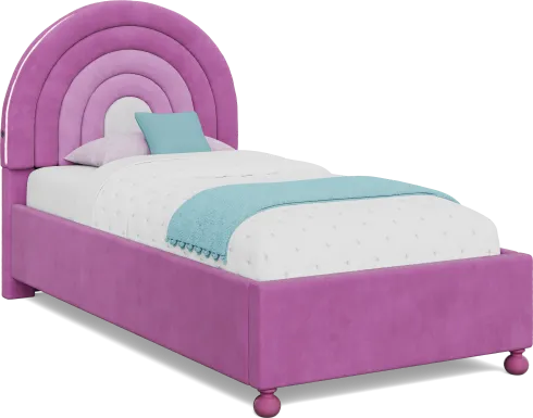 Kids Rainbow Joy Pink Twin Upholstered Bed
