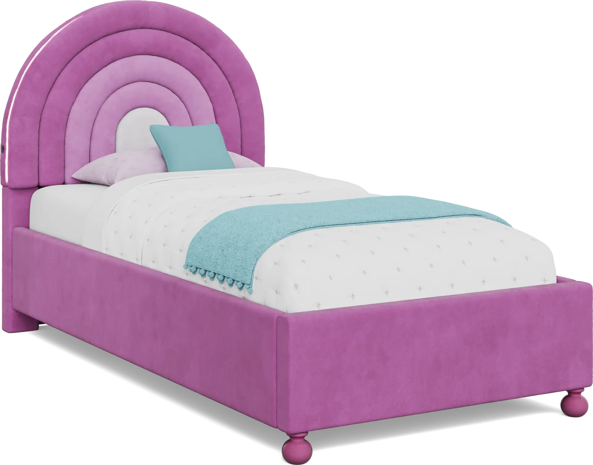 Kids Rainbow Joy Pink Twin Upholstered Bed