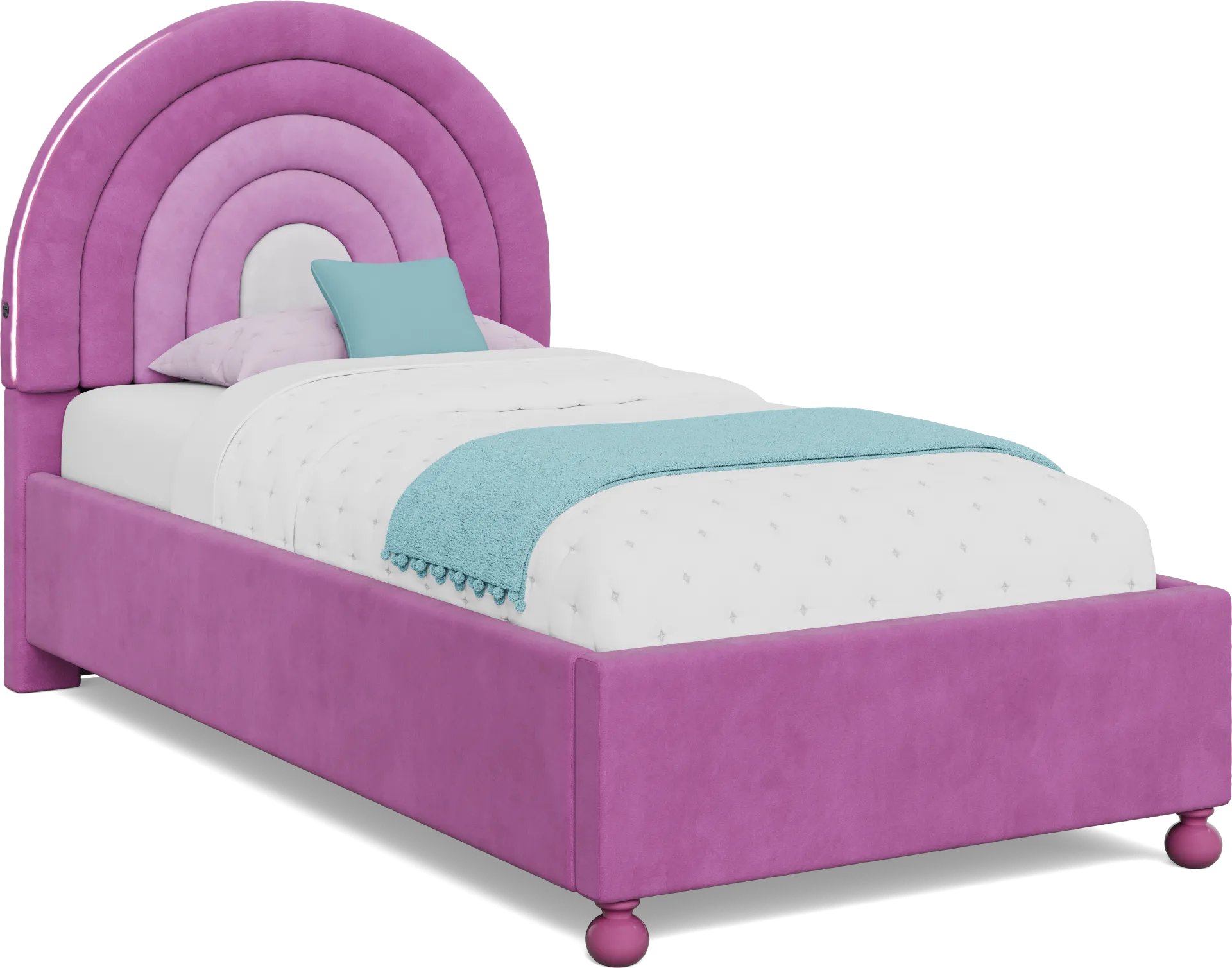 Kids Rainbow Joy Pink Twin Upholstered Bed - Image 1