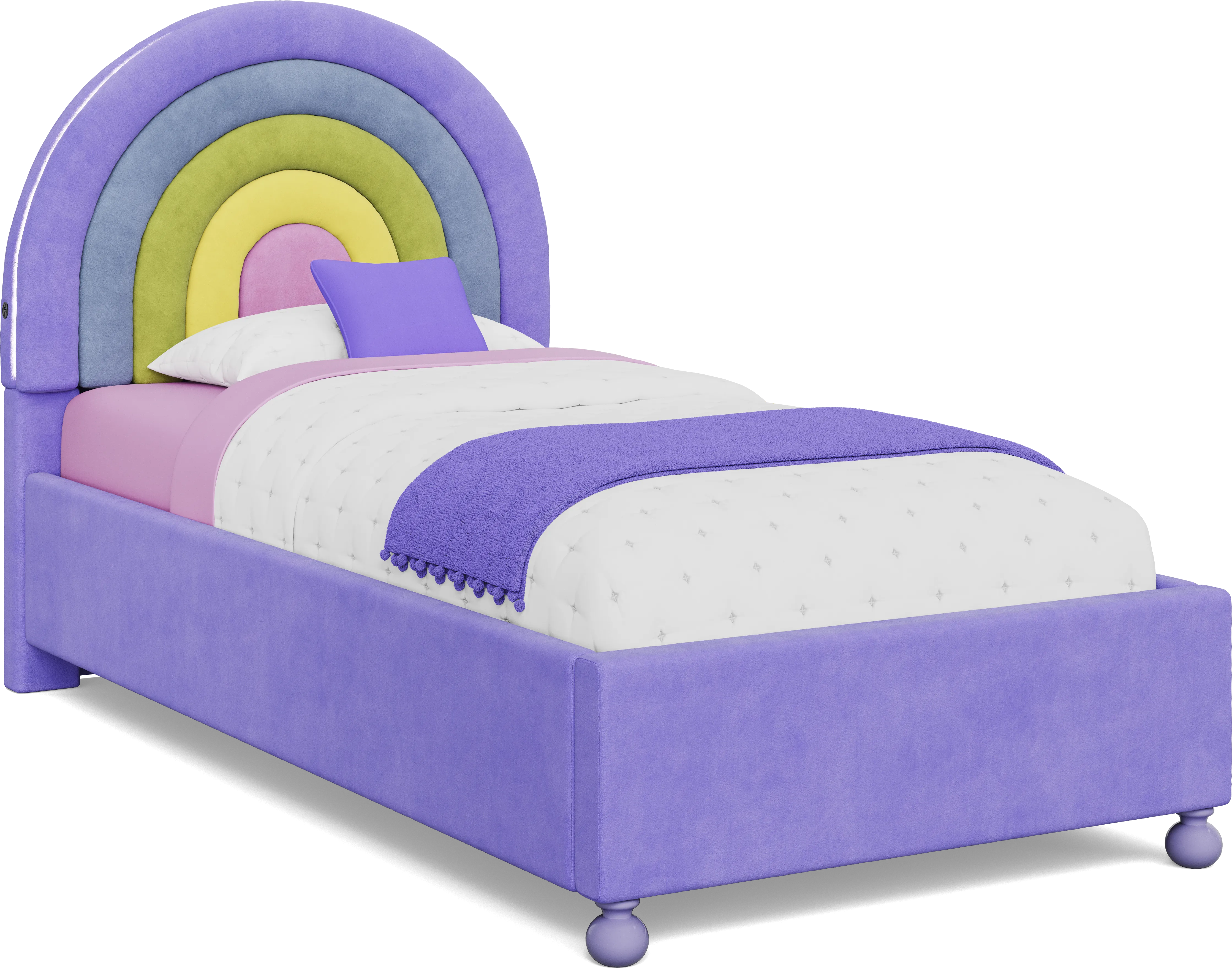Kids Cottage Colors White Bedroom with Rainbow Joy Purple Twin Bed - Thumbnail - Image 2
