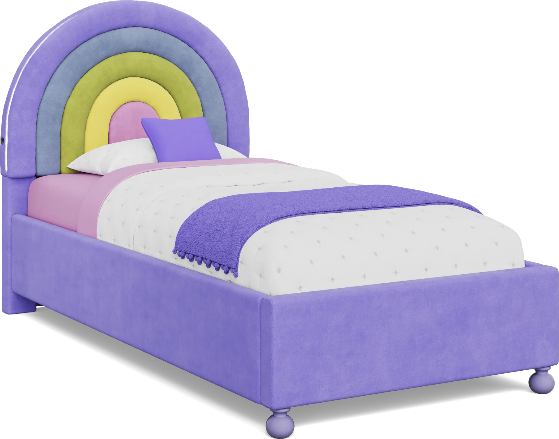 Kids Cottage Colors White Bedroom with Rainbow Joy Purple Twin Bed - Image 2