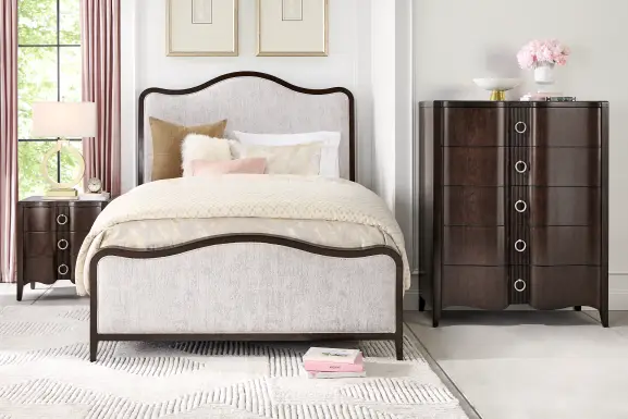 Bradbury Brown Cherry Finish 5 Pc King Upholstered Bedroom