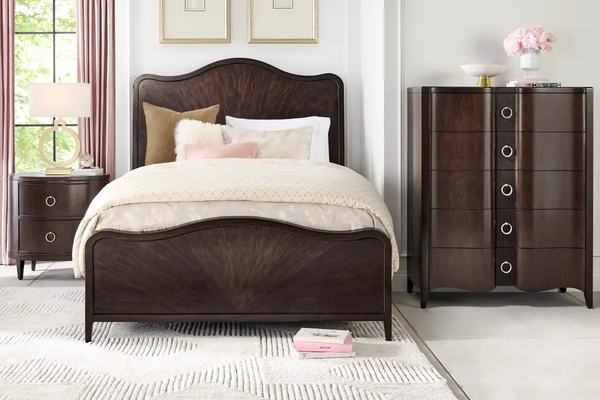 Bradbury Brown Cherry Finish 5 Pc King Panel Bedroom