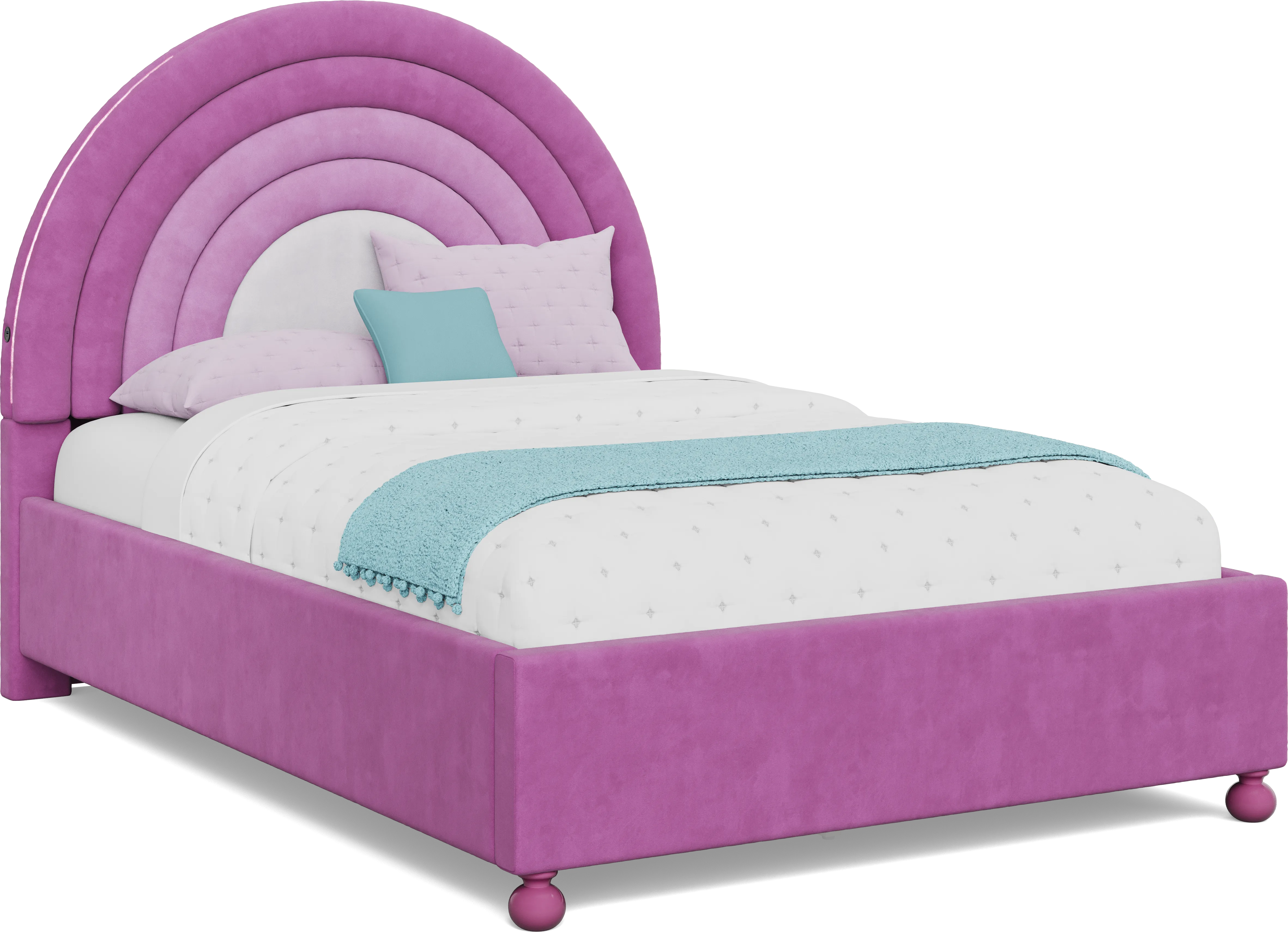 Kids Rainbow Joy Pink Full Upholstered Bed - Thumbnail - Image 1