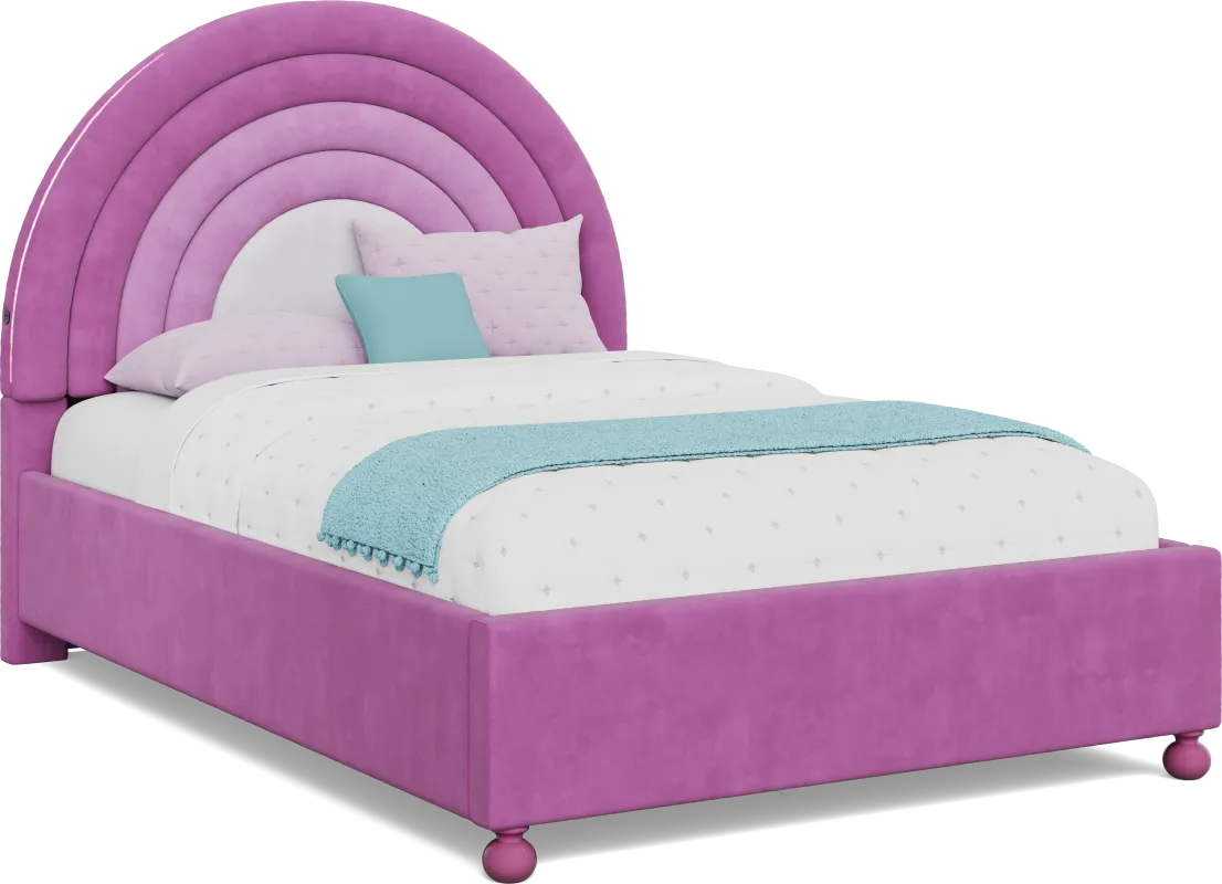Kids Rainbow Joy Pink Full Upholstered Bed