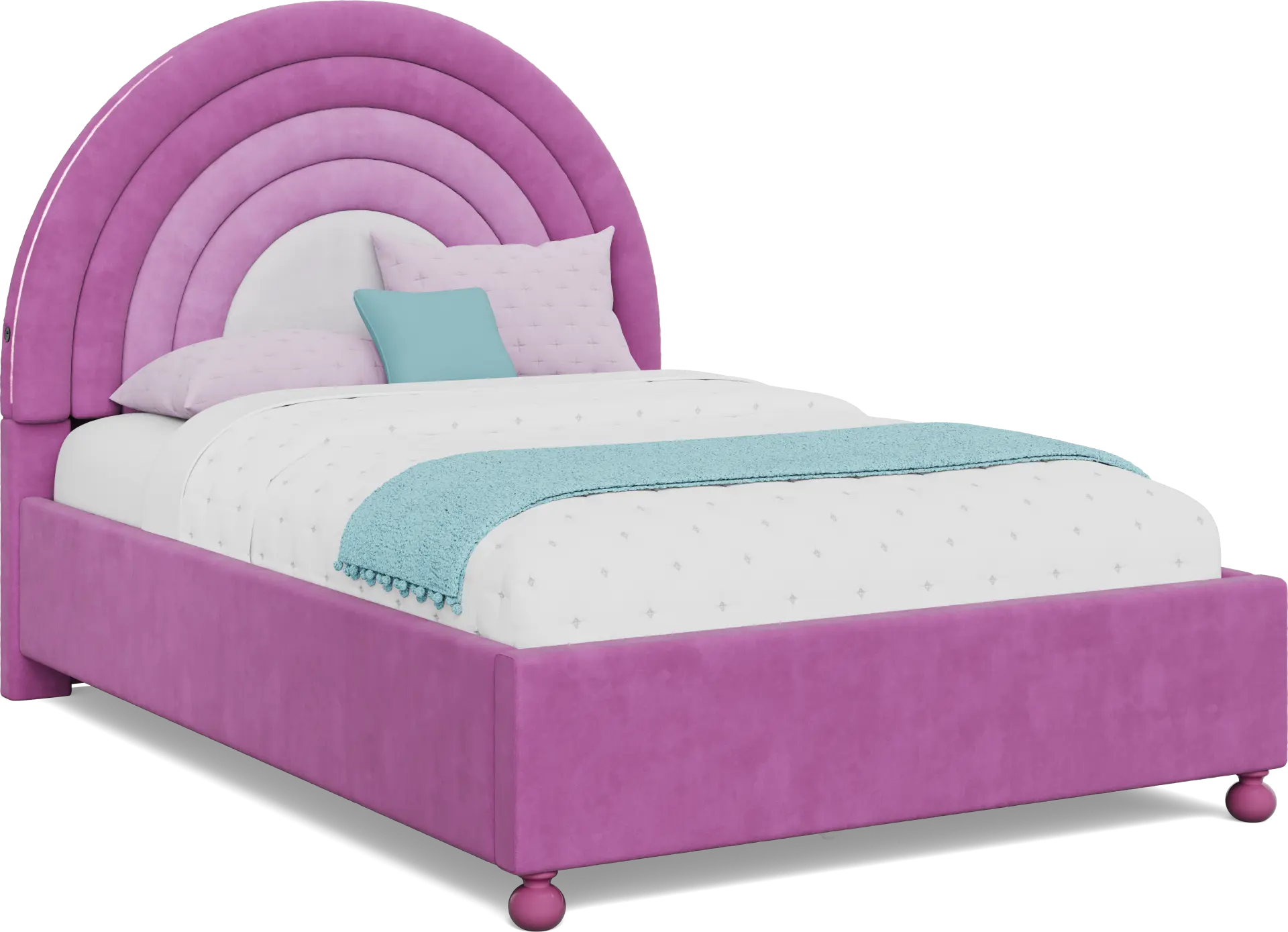 Kids Rainbow Joy Pink Full Upholstered Bed
