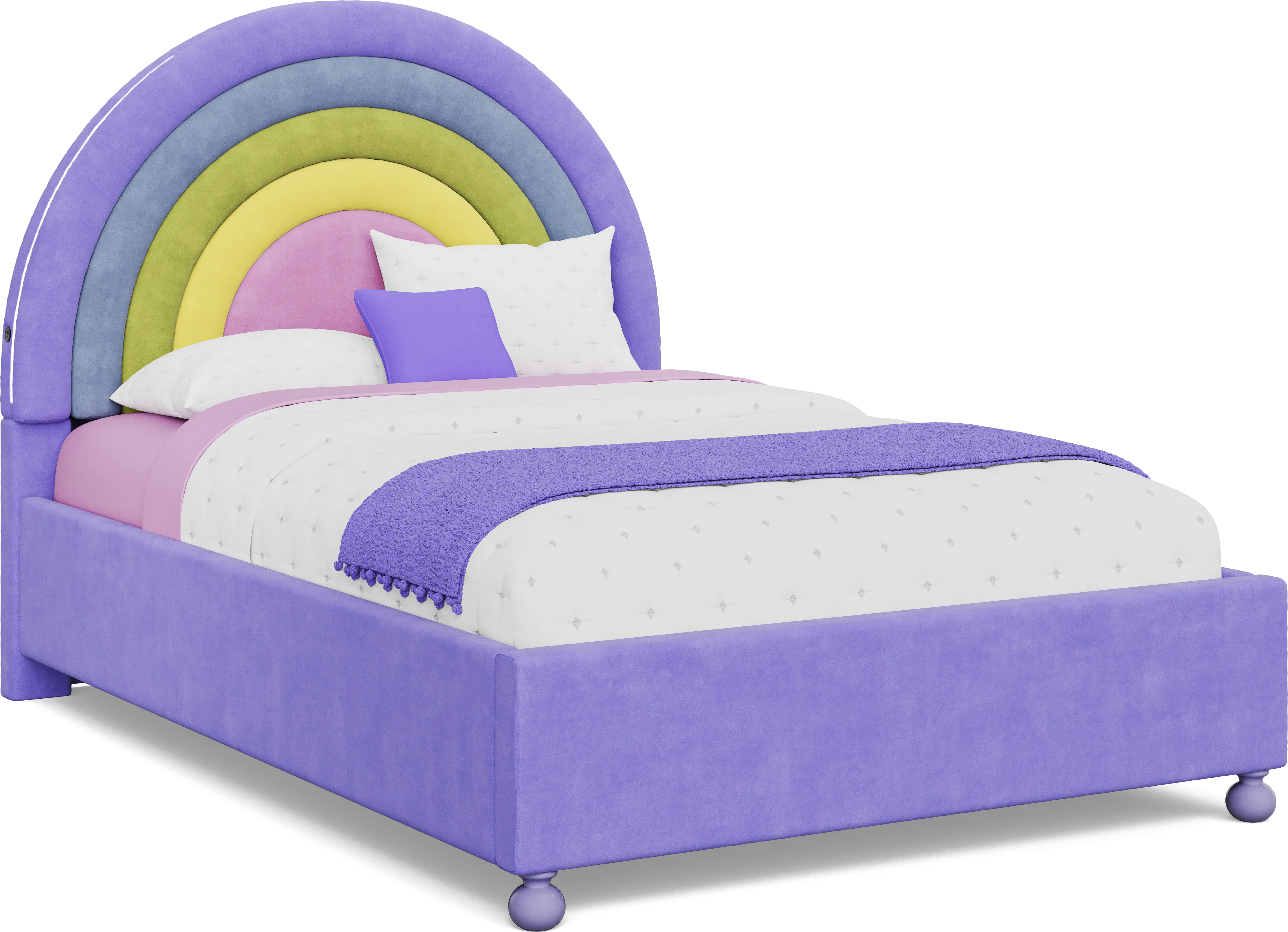 Kids Rainbow Joy Purple Full Upholstered Bed - Thumbnail - Image 1