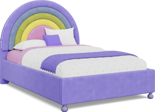 Kids Rainbow Joy Purple Full Upholstered Bed