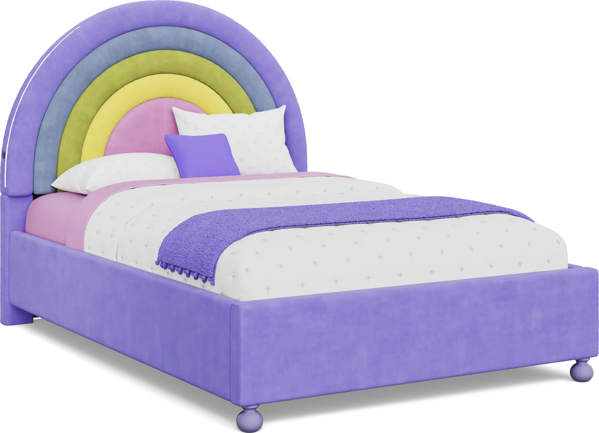 Kids Rainbow Joy Purple Full Upholstered Bed