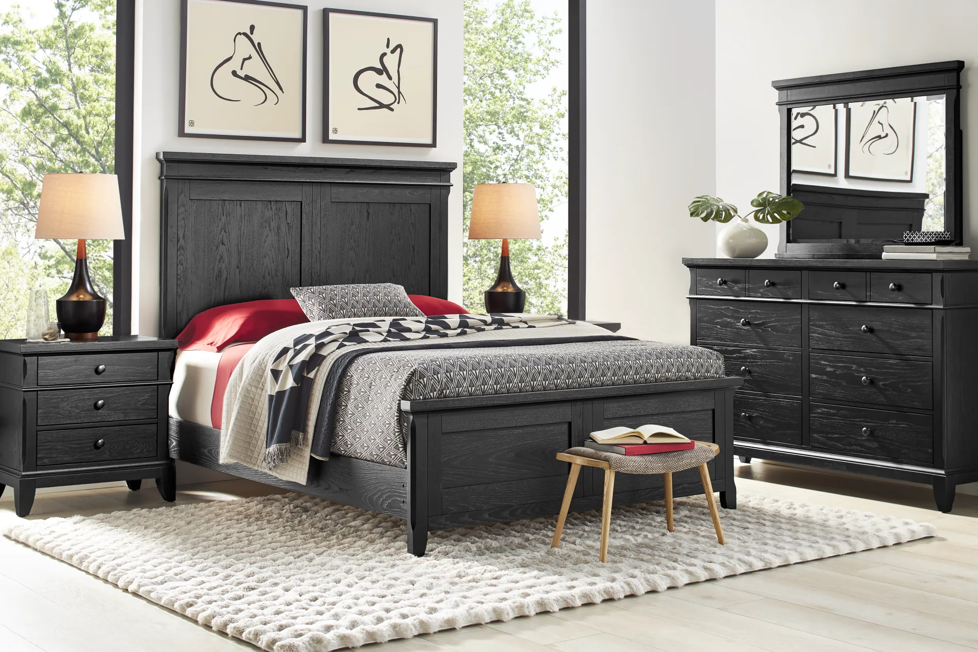 Springville Black 3 Pc King Panel Bed - Image 1