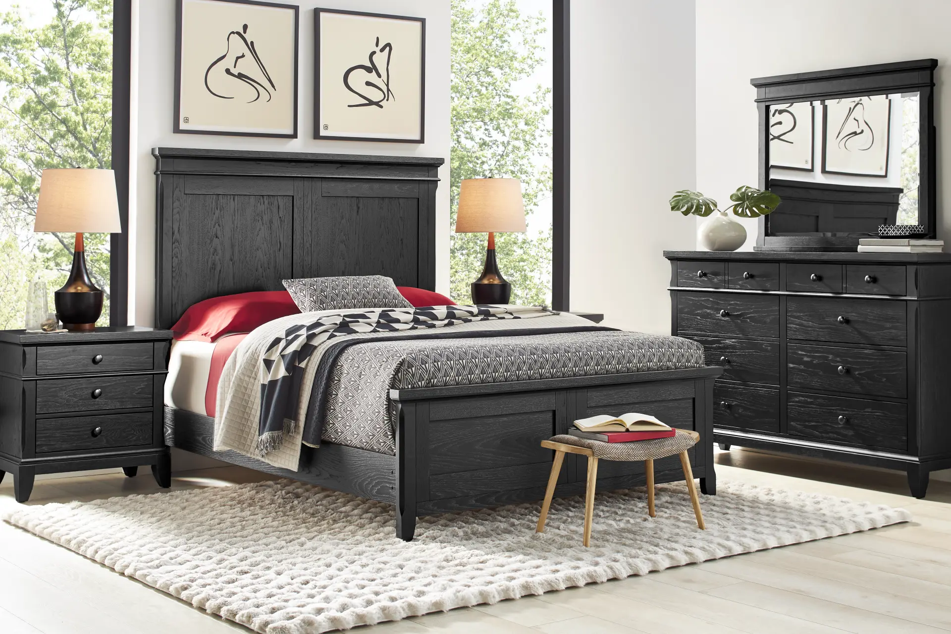 Springville Black 5 Pc Queen Panel Bedroom