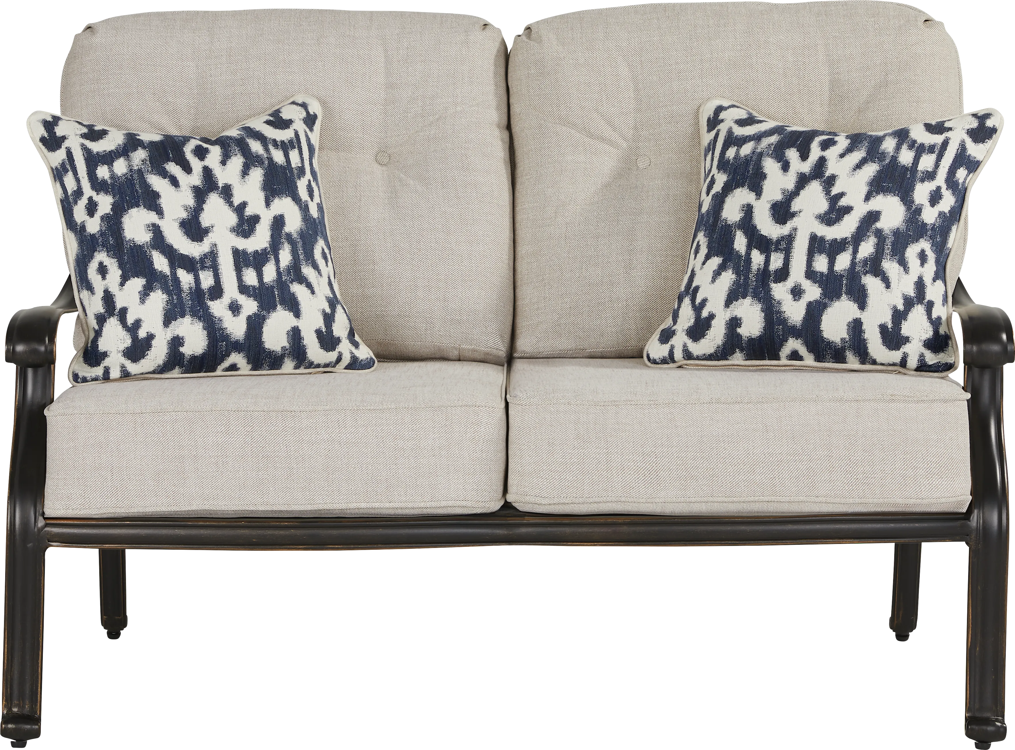 Carina Bronze 4 Pc Outdoor Loveseat Seating Set with Desert Cushions - Thumbnail - Image 2