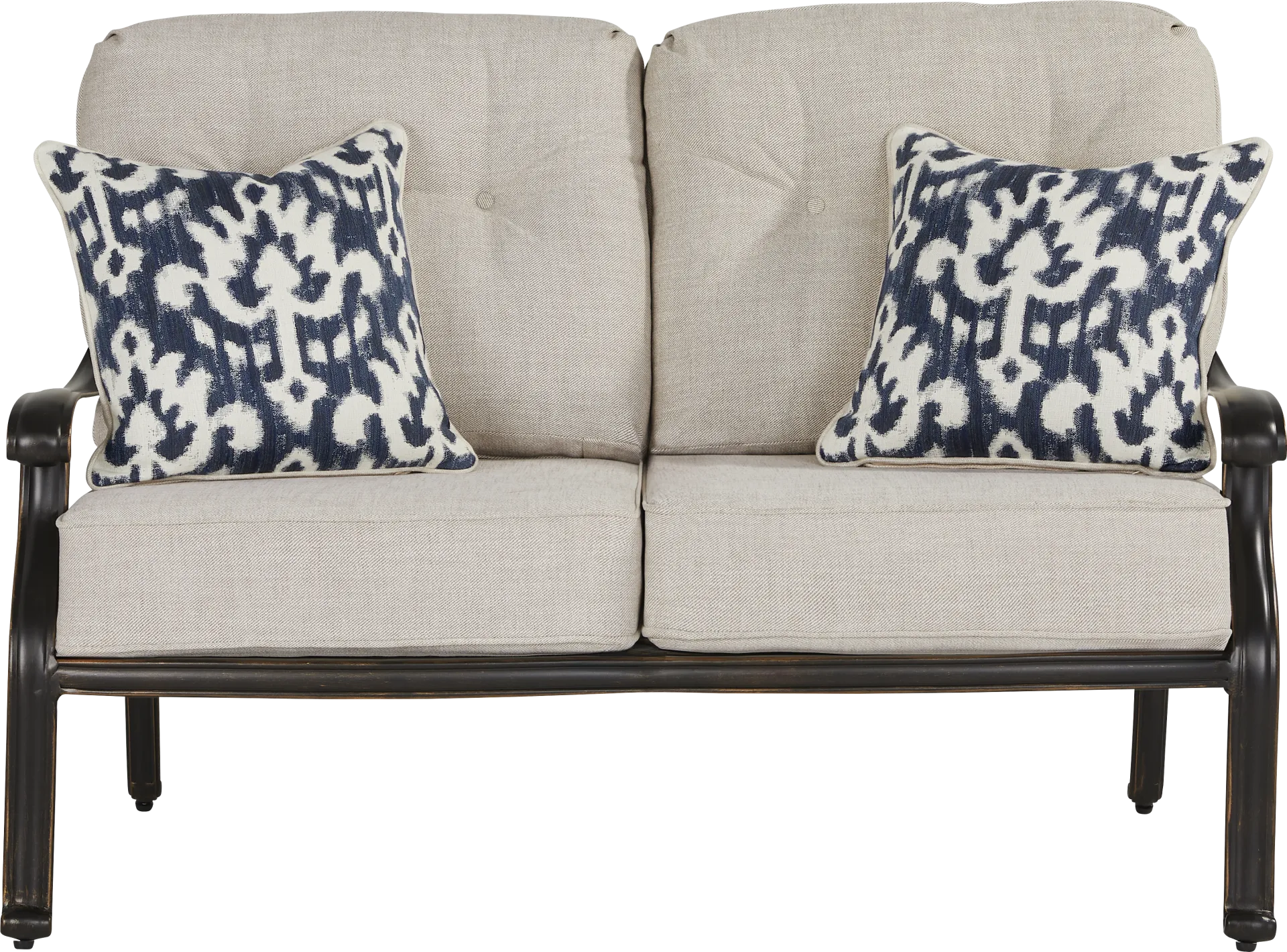 Carina Bronze 4 Pc Outdoor Loveseat Seating Set with Desert Cushions - Image 2