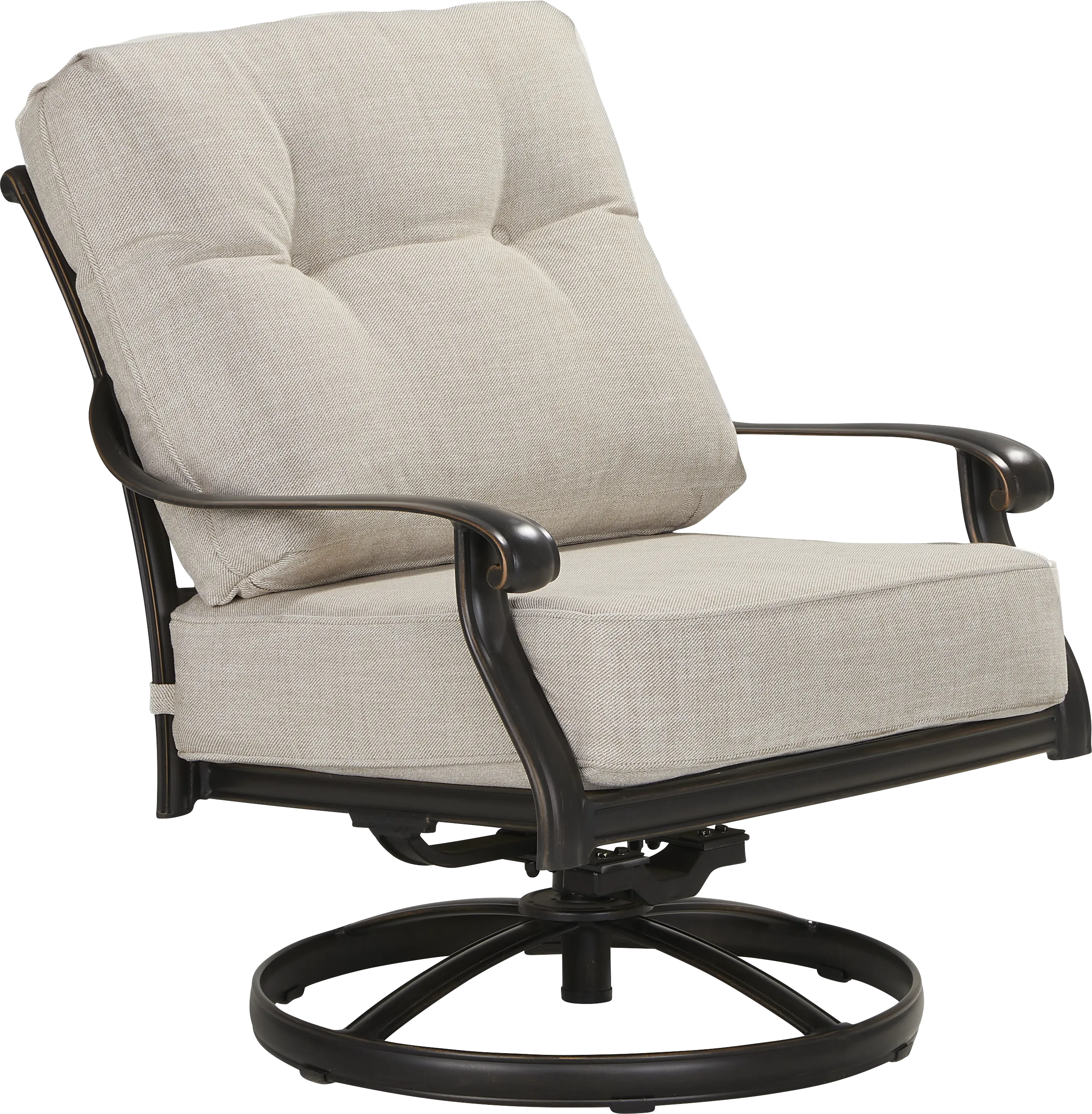 Carina Bronze Outdoor Swivel Chair with Desert Cushions - Thumbnail - Image 1