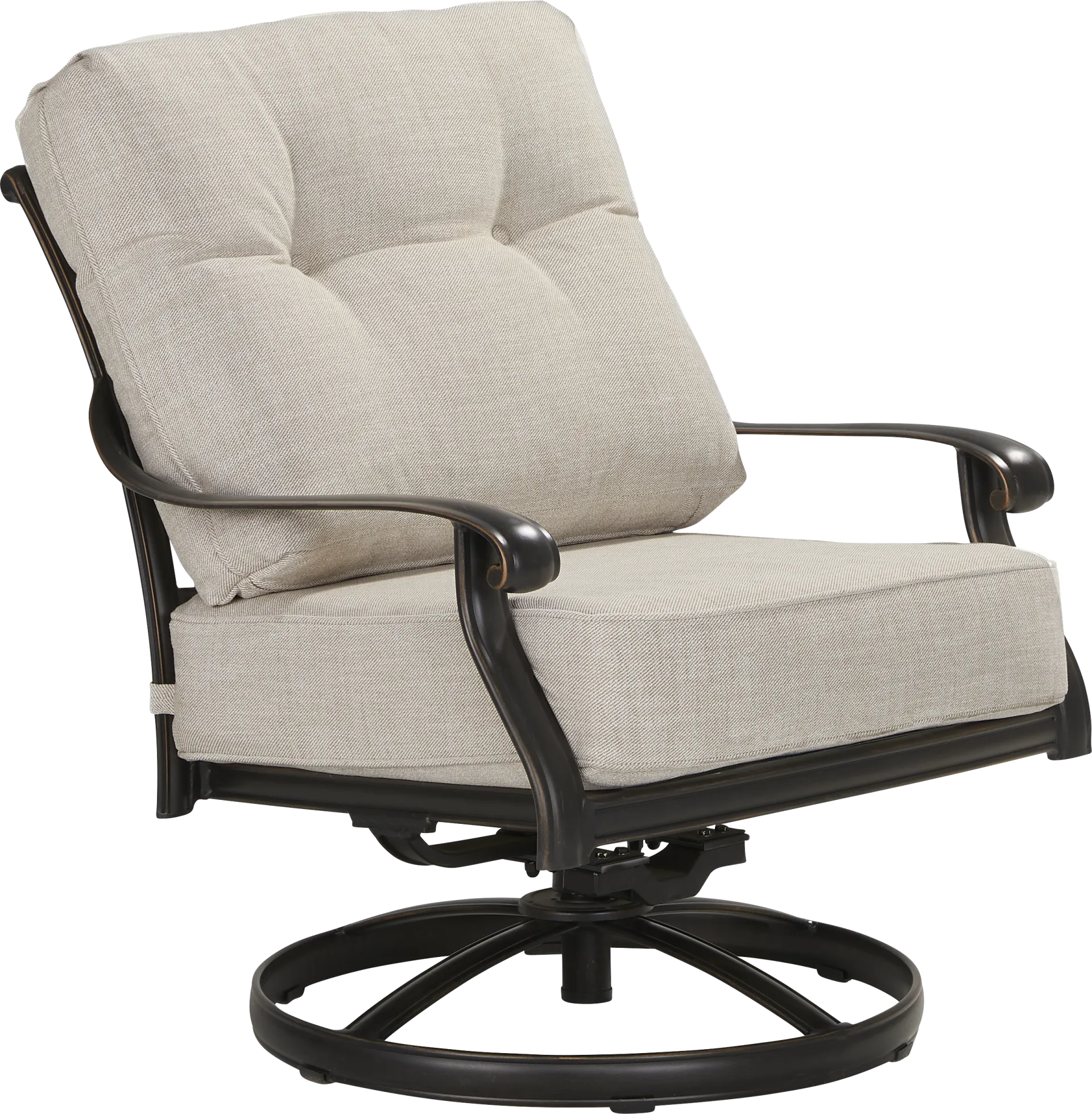 Carina Bronze Outdoor Swivel Chair with Desert Cushions - Image 1