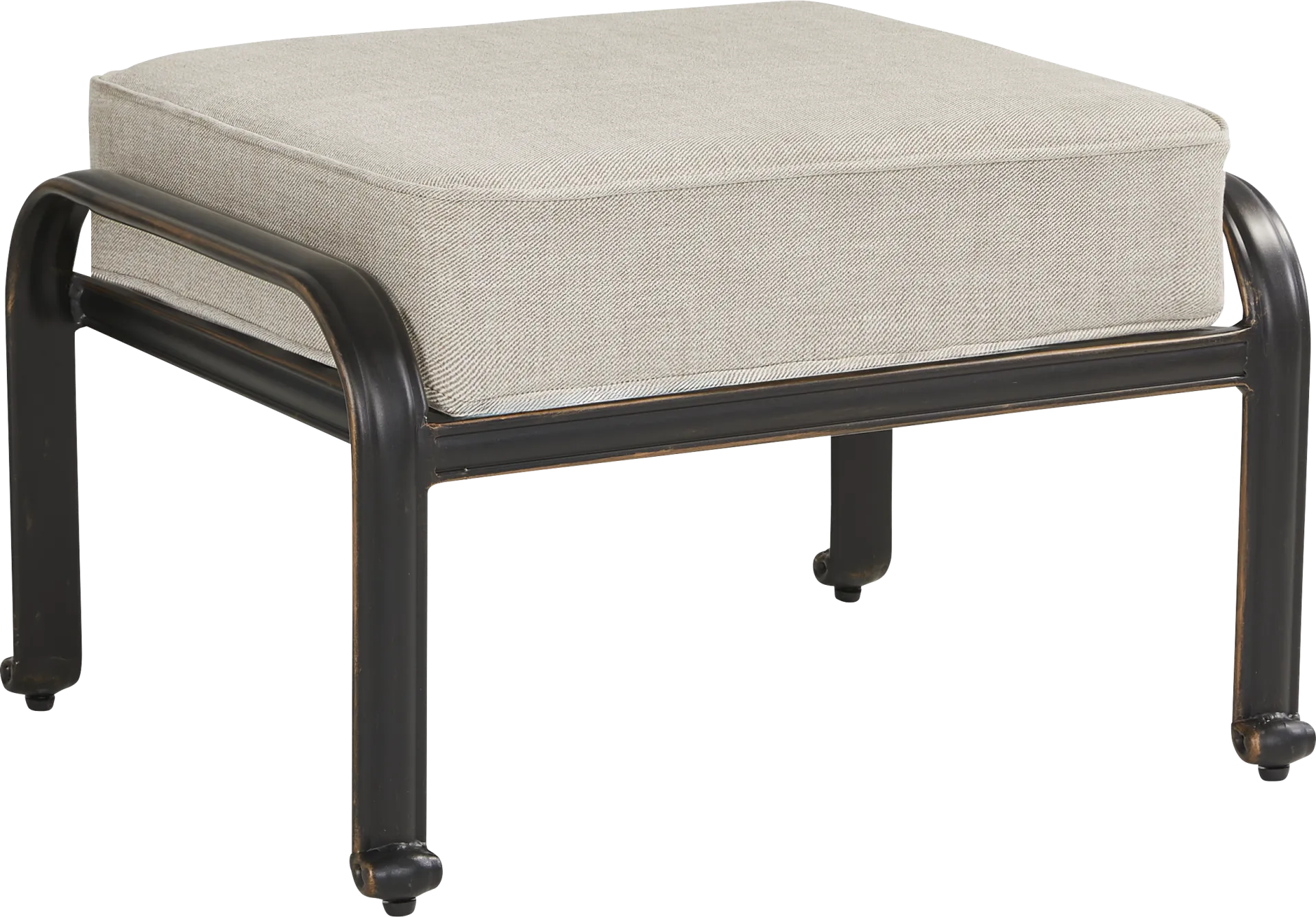 Carina Bronze Outdoor Ottoman with Desert Cushion - Image 1